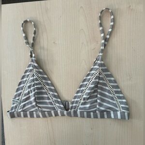 Rhythm Gray and White Striped Bikini Top